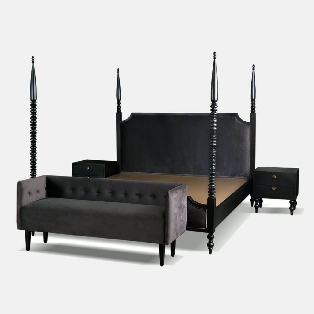 Buy Hasthshilpa Noir Poster Bed Set | Bedroom Furniture | Poster Bed | Double Bed | Hasthshilpa