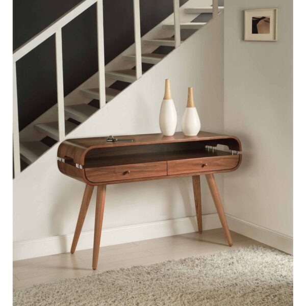 Hasthshilpa Walnut Fusion Lounge Console Table | Disc Console, Console Table | Wooden Console Table | Iron Console Table | Living Room Furniture | Solid Wood Furniture | Hasthshilpa