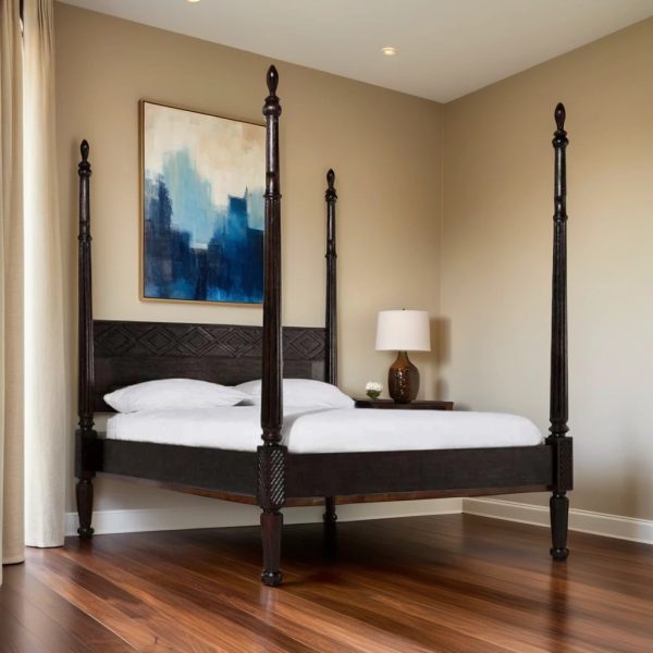 Buy Hasthshilpa Imperial Sheesham Poster Bed | Wooden Bed | Poster Bed | Wooden Bedroom Furniture | Hasthshilpa