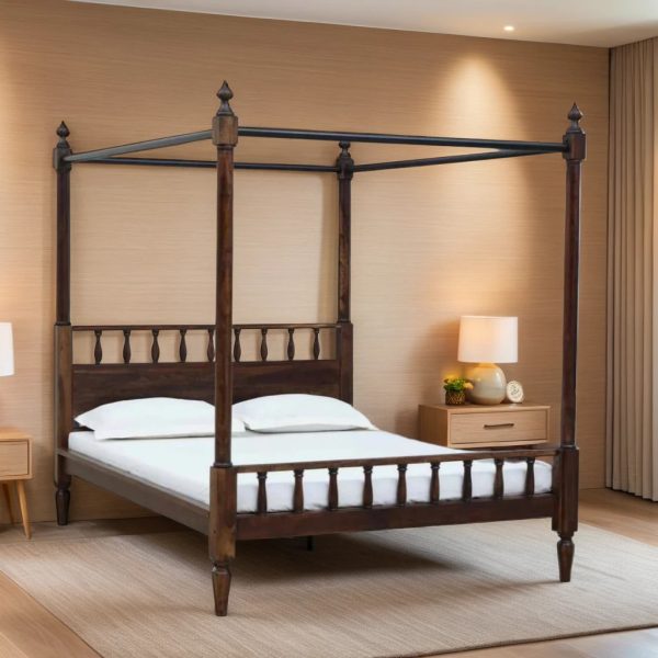 Buy Hasthshilpa Sovereign Sheesham Bed in Teak Finish | Wooden Bedroom Furniture | Beds | Wooden Beds | Poster Beds | Hasthshilpa