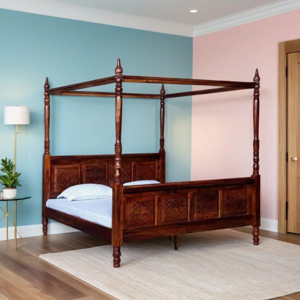 Buy Hasthshilpa Aristocrat Sheesham Poster Bed | Wooden Bedroom Furniture | Poster Bed | hasthshilpa