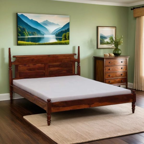 Buy Hasthshilpa Regal Sheesham Bed in Honey Oak Finish | Wooden Bed | Bedroom Furniture | Hasthshilpa