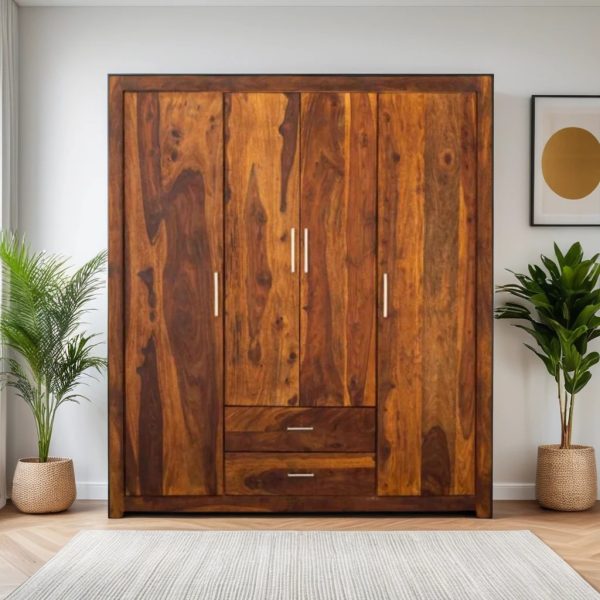 Buy Hasthshilpa Monarch Sheesham Large Wardrobe | Wooden Wardrobe | Wooden Bedroom Furniture | Hasthshilpa
