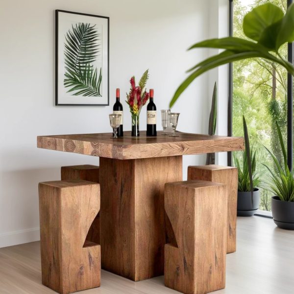 Buy Hasthshilpa Urbane Solid Wood Bar Table Set | Wooden Bar Table Set | Wooden Bar Table | Bat Table | Hasthishlpa