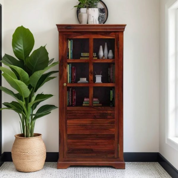 Buy Hasthshilpa Sheesham Wood Crockery Unit in Honey Sheesham Finish | Display Unit | Kitchen Cabinet | Hasthshilpa