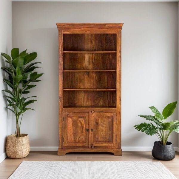 Buy Hasthshilpa Natural Brown Sheesham Grace Bookcase | Display Unit | Office Cabinet | Hasthshilpa