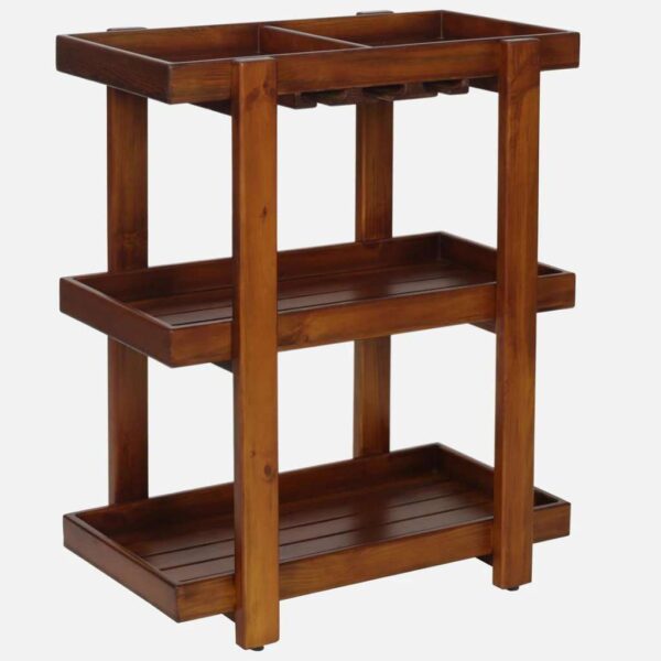 Buy Hasthshilpa Elite Teak Finish Wooden Bar Cart | Bar Trolley | Wooden Bar Cart | Wooden Bar Trolley | Hasthshilpa