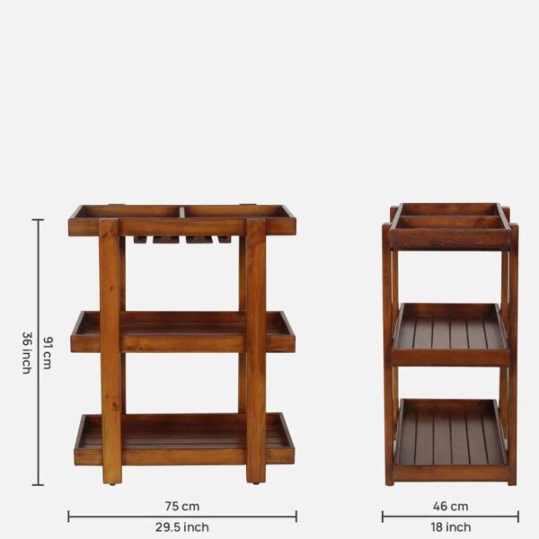 Buy Hasthshilpa Elite Teak Finish Wooden Bar Cart | Bar Trolley | Wooden Bar Cart | Wooden Bar Trolley | Hasthshilpa
