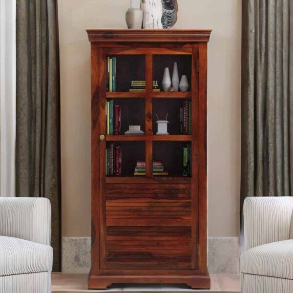 Buy Hasthshilpa Honey Oak Finish Sheesham Wood Crockery Unit | Display Unit | Kitchen Cabinet | Hasthshilpa