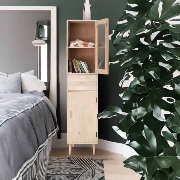 Buy Hasthshilpa Irish Elegance Bookcase in Off-White Mango Wood | Bookshelf | Office Cabinet | Display Unit | Hasthshilpa