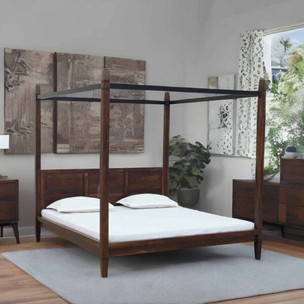 Buy Hasthshilpa Provincial Sheesham Poster Bed | Bedroom Furniture | Poster Beds | Beds | Wooden Beds | Hasthshilpa