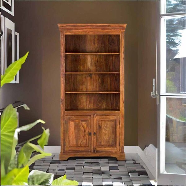 Buy Hasthshilpa Sheesham Elegance Bookcase in Natural Brown | Display Unit | Office Cabinet | Hasthshilpa