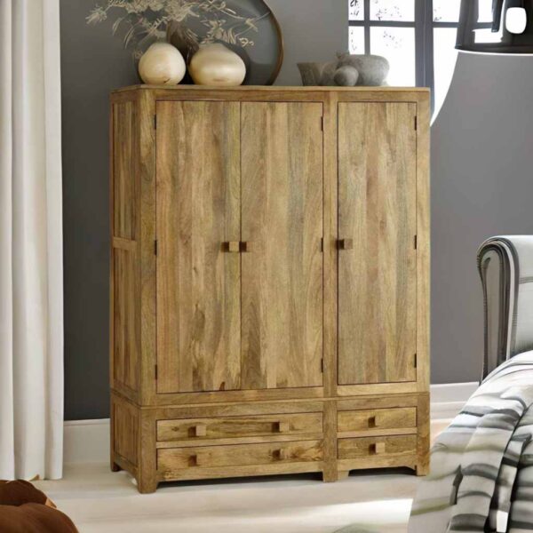 Buy Hasthshilpa Solid Wood Majestic Wardrobe | Wooden Wardrobe | Wooden Bedroom Furniture | Wooden Almirah | Hasthshilpa