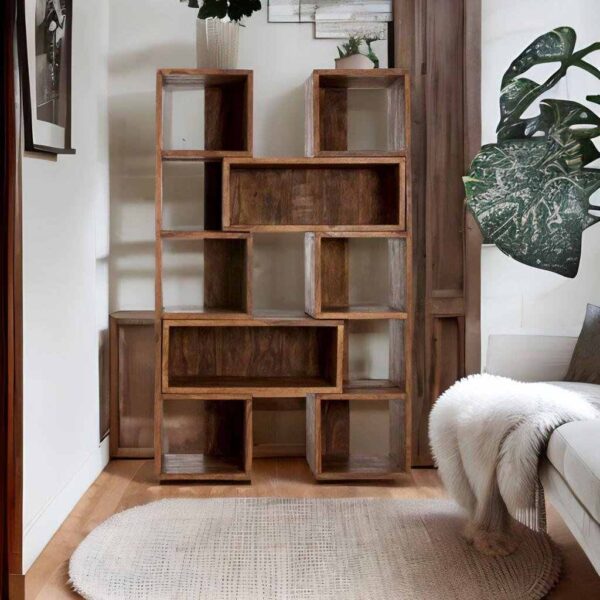 Buy Hasthshilpa Ummed Elegance Bookcase in Brown Sheesham Wood | Display Unit | Office Cabinet | Hasthshilpa