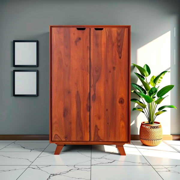 Buy Hasthshilpa Dual-Door Elegance Wardrobe in Sheesham Wood | Wooden Bedroom Furniture | Wooden Wardrobe | Wooden Almirah | Hasthshilpa