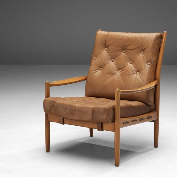 Buy Hasthshilpa Brown Leather Luxury Lounge Chair | Lounge Chair | Living Room Furniture | Hasthshilpa