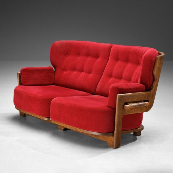 Buy Hasthshilpa Luxe Red Pink Velvet Teak Sofa | Sofa | Living Room Furniture | Hasthshilpa