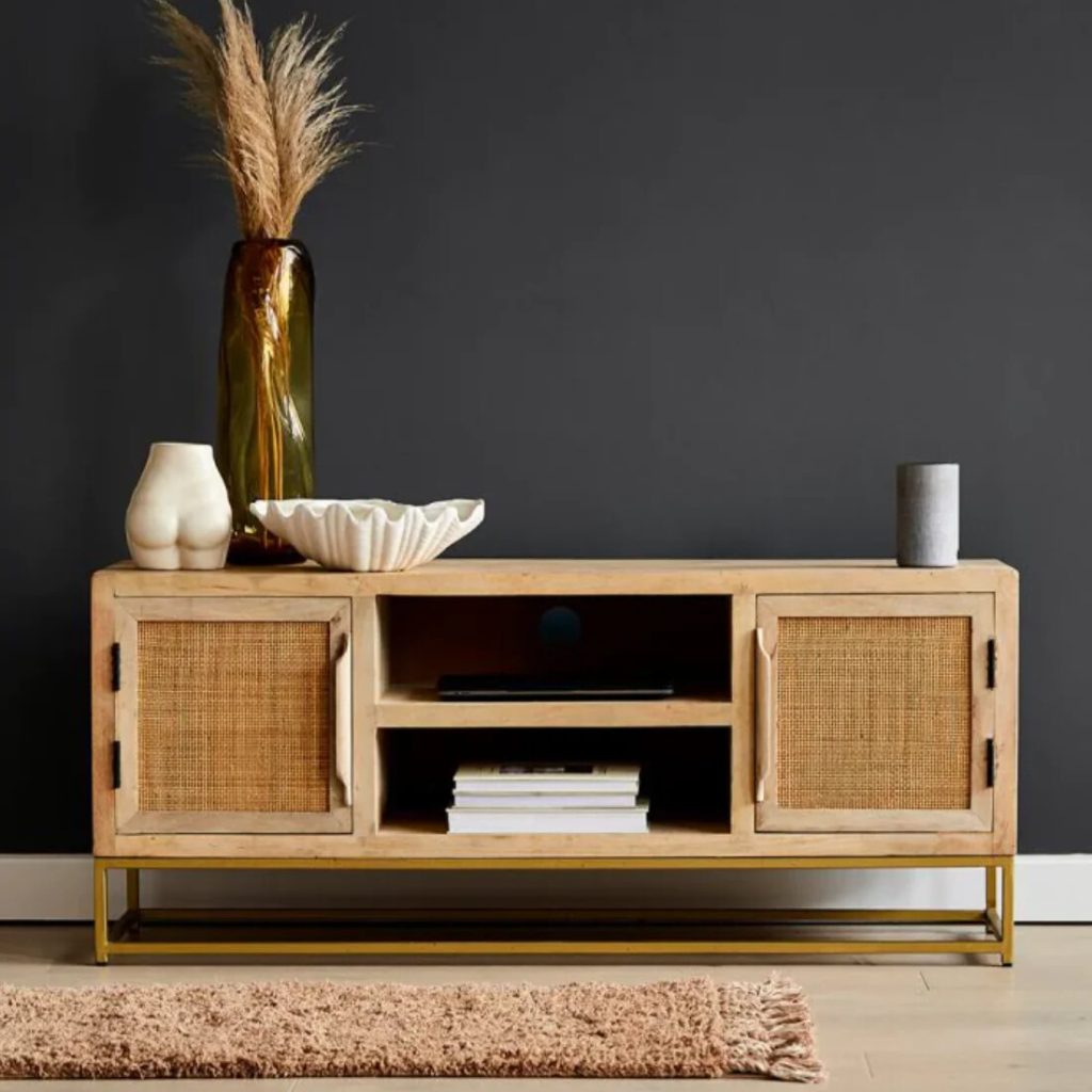 Hasthshilpa Elegant Solid Wood Cane TV Unit | TV Unit | Hasthshilpa