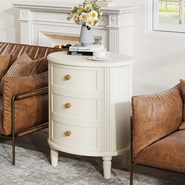Hasthshilpa Pre-Assembled White Wood Bedside Table | Bedside Table | Rattan Bedside Table | Rattan Furniture | Bedroom Furniture | Hasthshilpa