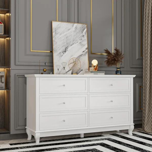 Hasthshilpa White Beauty Wooden Chest with 6 Drawers | Chest of Drawers | Hasthshilpa
