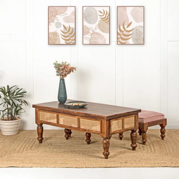 Hasthshilpa Cane Solid Wood Coffee Table | Coffee Table | Living Room Furniture | Hasthshilpa