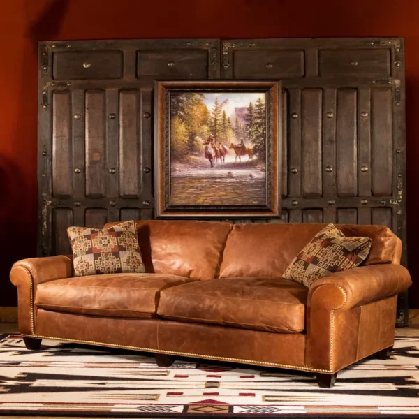 Hasthshilpa Classic Leather Cattleman Sofa | Leather Sofa | Sofa Set | Living Room Furniture | Hasthshilpa
