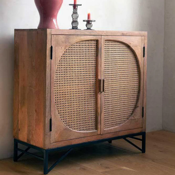 Hasthshilpa Handcrafted Cane Two-Door wooden Cabinet | Cabinet | Wooden Cabinet | Rattan Furniture | Living Room Furniture | Hasthshilpa