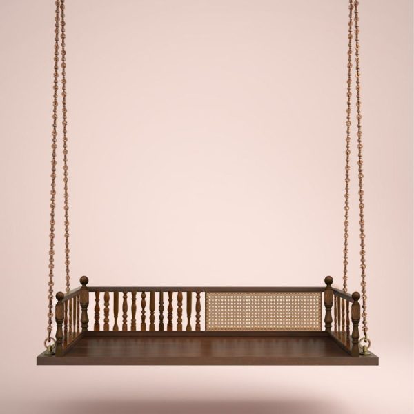 Buy Hasthshilpa Classic Slatted Back Teakwood Swing with Cane Inlay | Outdoor Swing | Hasthshilpa
