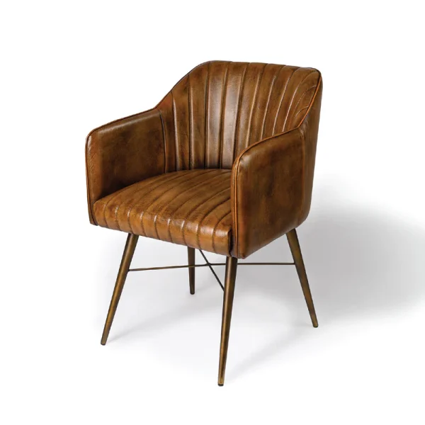 Buy Hasthshilpa Luxe Curve Brown Lounge Chair | Dining Chair | Leather Dining Chair | Iron Dining Chair | Dining Room Furniture | Hasthshilpa